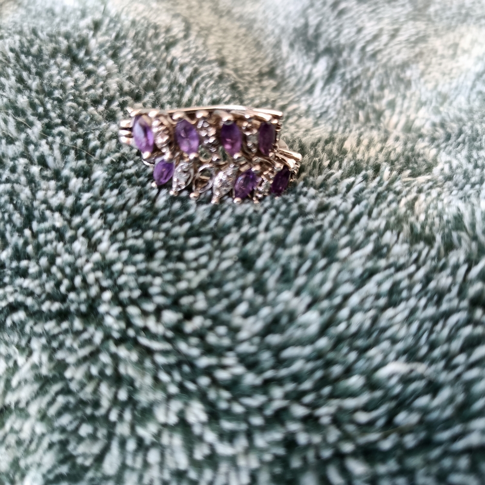 Stamped 925 Amethyst Huggies - Picture 2 of 3
